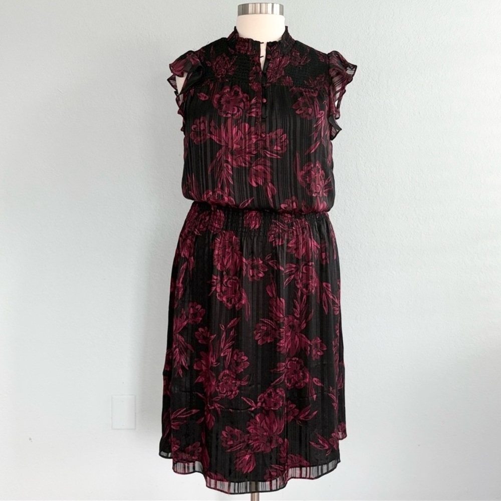 WHBM Smocked Waist Ruffle Midi Dress NWT - Picture 5 of 16